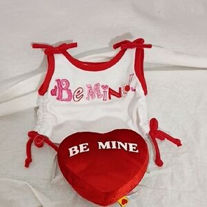 EUC Build A Bear Be Mine Tank Top And Be Mine Wristie Pillow Valentine's 2013